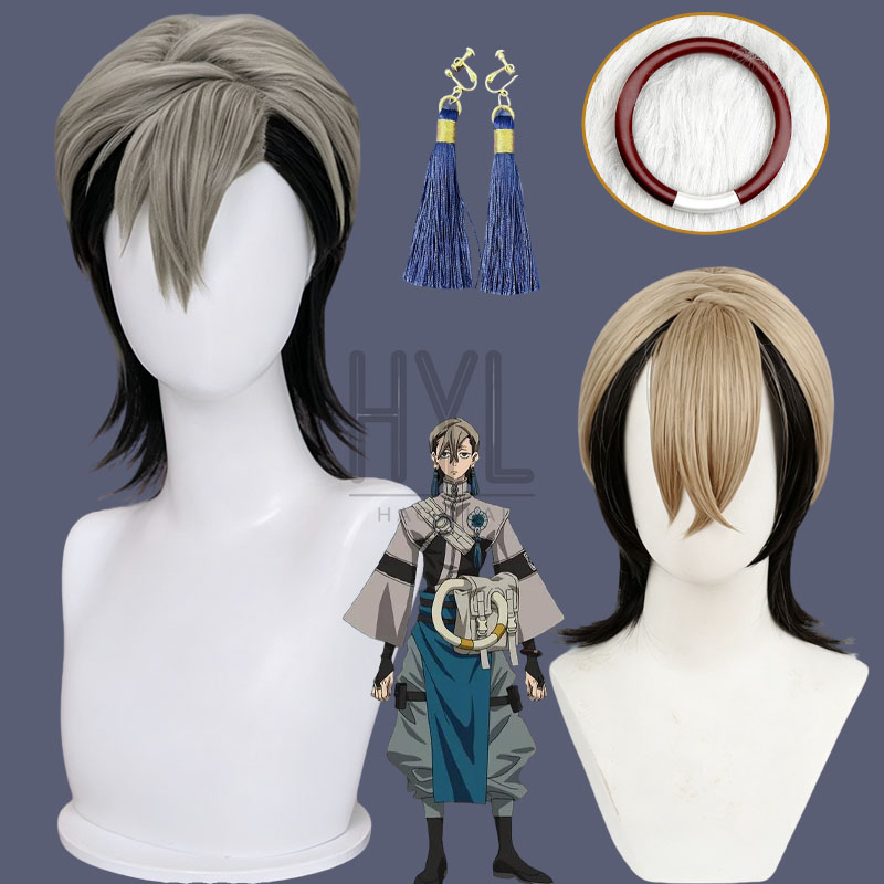 Men Accessories Earrings - アニメ「ガチアクタ」ザンカ・ニジクコスプレウィッグ グレー ショート シンセティックヘア イヤリング ブレスレット