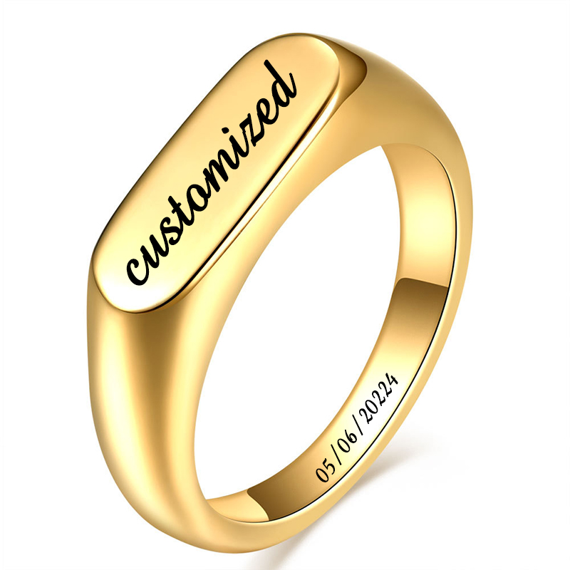 Signet Ring Men - 男性と女性のためのカスタマイズ可能なステンレス鋼の署名リング,幅4mmのリング,ミニマリスト,トレンディ,結婚式,カップル,ジュエリーギフト,トレンディ