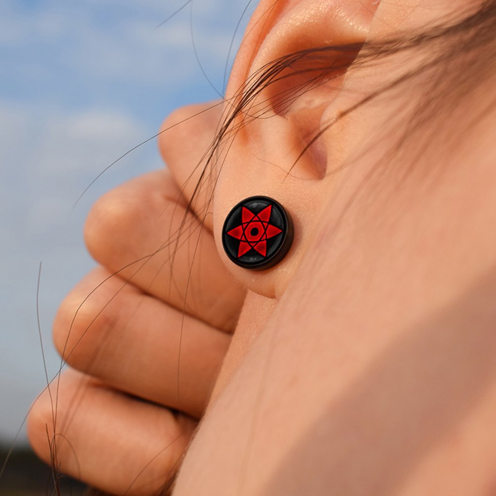 Men Accessories Earrings - アニメうずまきナルトイヤリングアクセサリーうちはイタチ万華鏡コスプレパーティースタッドピアスのおもちゃ女性男性ガールギフト
