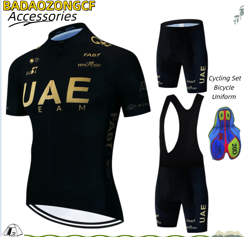 Men Accessories Uae - UAE男性用サイクリングセット 自転車ユニフォーム サイクリングウェア メンズ用 MTB自転車ウェア チームジャージセット