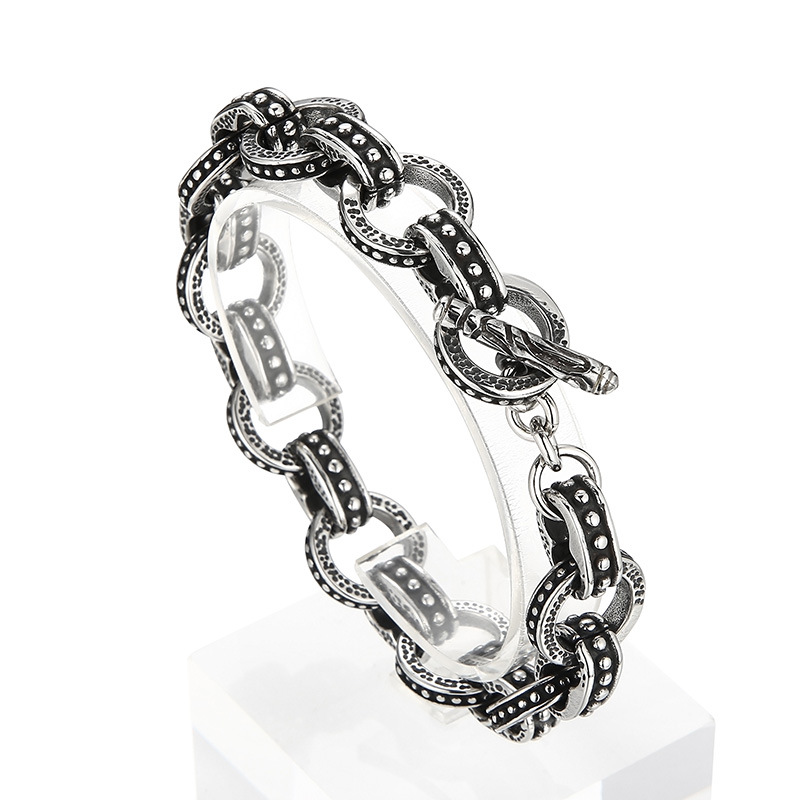 Men'S Accessories Hand Bands - 男性用レトロパンクスタイルブレスレット,ステンレススチール,ジュエリーアクセサリー,ロック,ヒップホップスタイル,ブラック,13mm