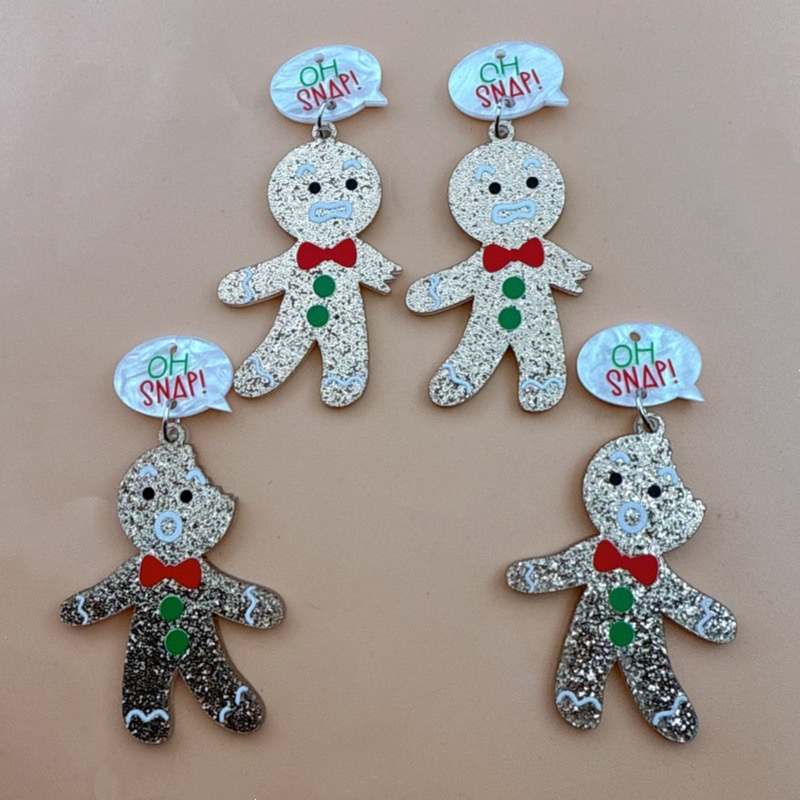 Men Accessories Earrings - 10個のかわいいクリスマスジンジャーブレッドマンペンダント、DIYジュエリーアクセサリー作成用イヤリング、ネックレス、キーホルダー