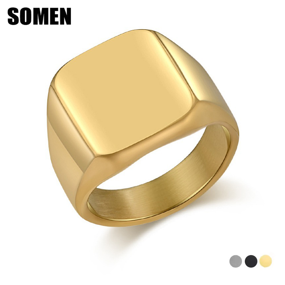 Signet Ring Men - メンズ用タングステンカーバイドリング、滑らかな結婚指輪、婚約指輪、ファッションジュエリー、記念日パーティーギフト、ソーメンシグネットスクエアリング