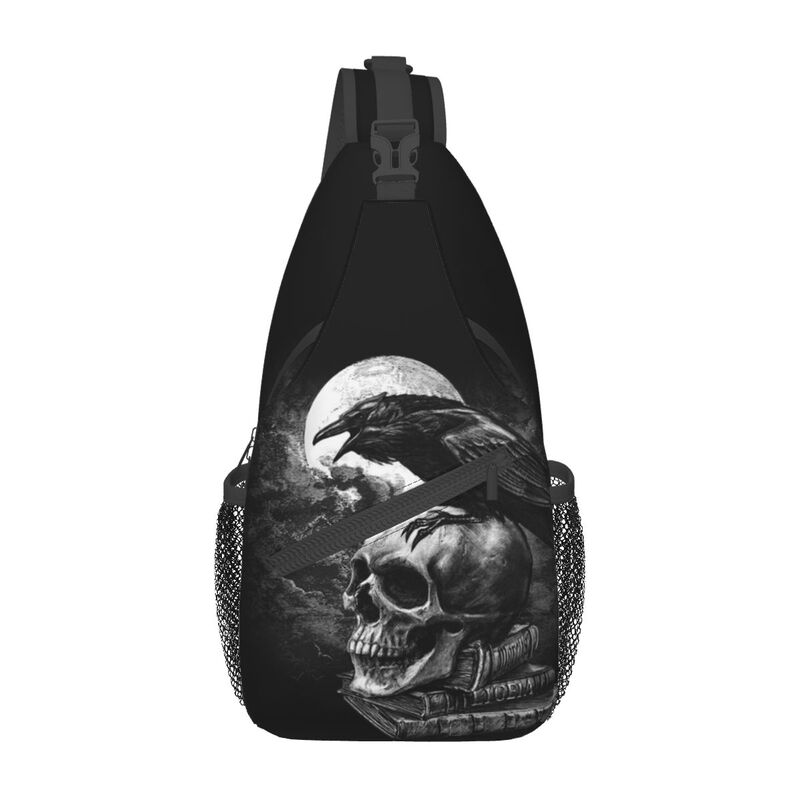 Men'S Accessories Backpack - 男性用スカルスリングクロスボディバックパック、旅行用hハロウィーンゴシックスケルトンショルダーチェストバッグ、ハイキングデイパック、カスタム