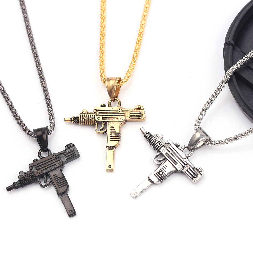 パンク・ウジ・ピストル・マシンガン・ネックレス・ペンダント  - Men Accessories Pendant のレビューと価格