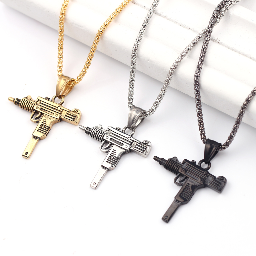 パンク・ウジ・ピストル・マシンガン・ネックレス・ペンダント  - Men Accessories Pendant のレビューと価格