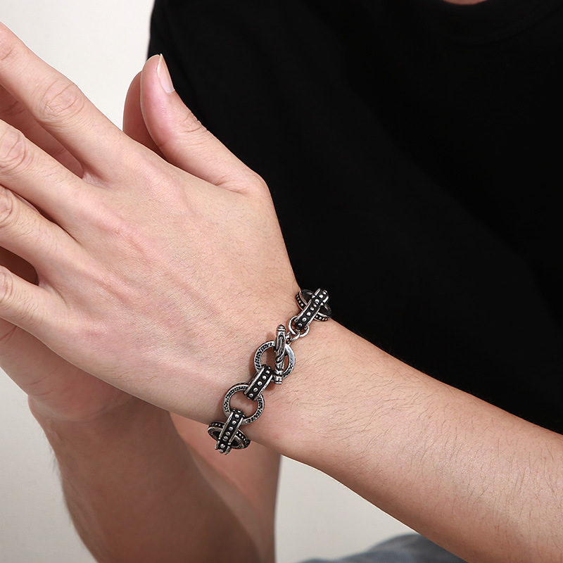 男性用レトロパンクスタイルブレスレット,ステンレススチール, - Men'S Accessories Hand Bands のレビューと価格