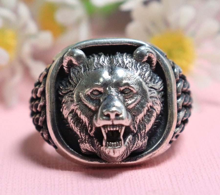 22g バイキングベアヘッド ノルディックオーナメント アン - Signet Ring Men のレビューと価格