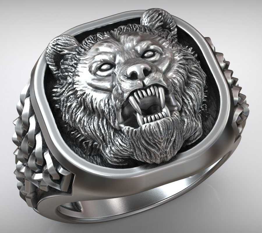 22g バイキングベアヘッド ノルディックオーナメント アン - Signet Ring Men のレビューと価格