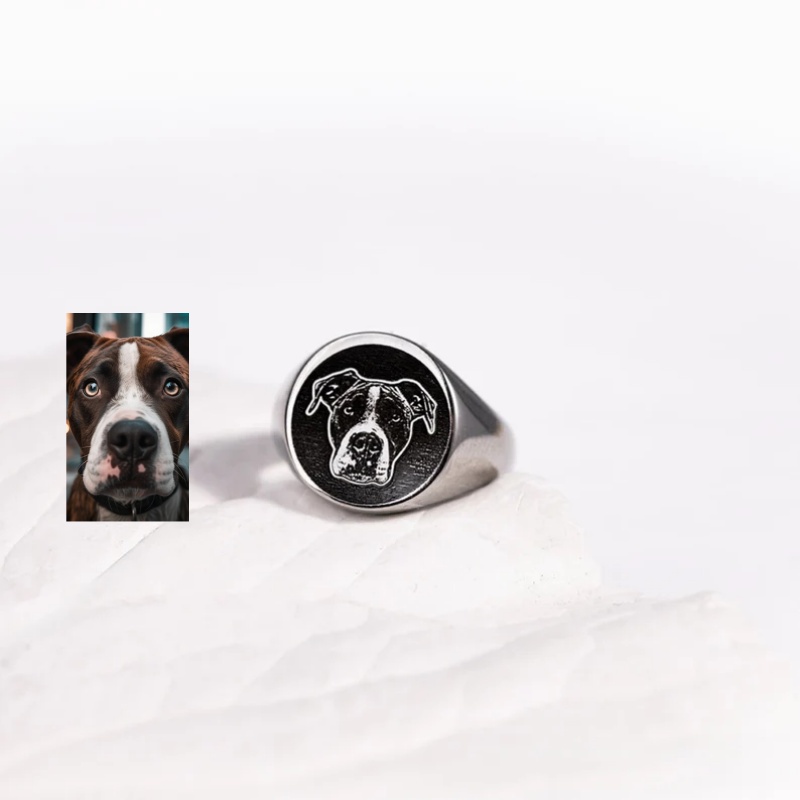 カスタム彫刻写真シグネットリング男性用パーソナライズされたス - Signet Ring Men のレビューと価格