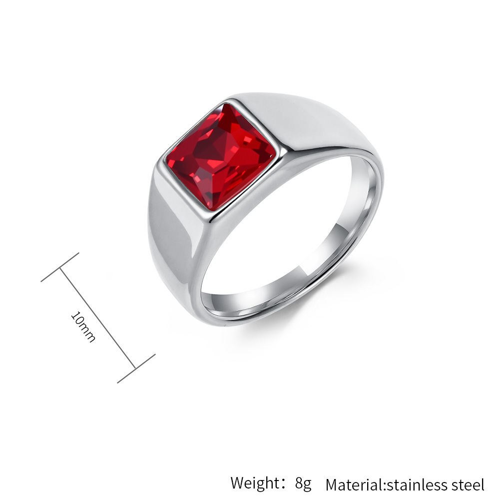 ステンレス鋼のシャイニージルコンスクエアジェムシグネットリン - Signet Ring Men のレビューと価格