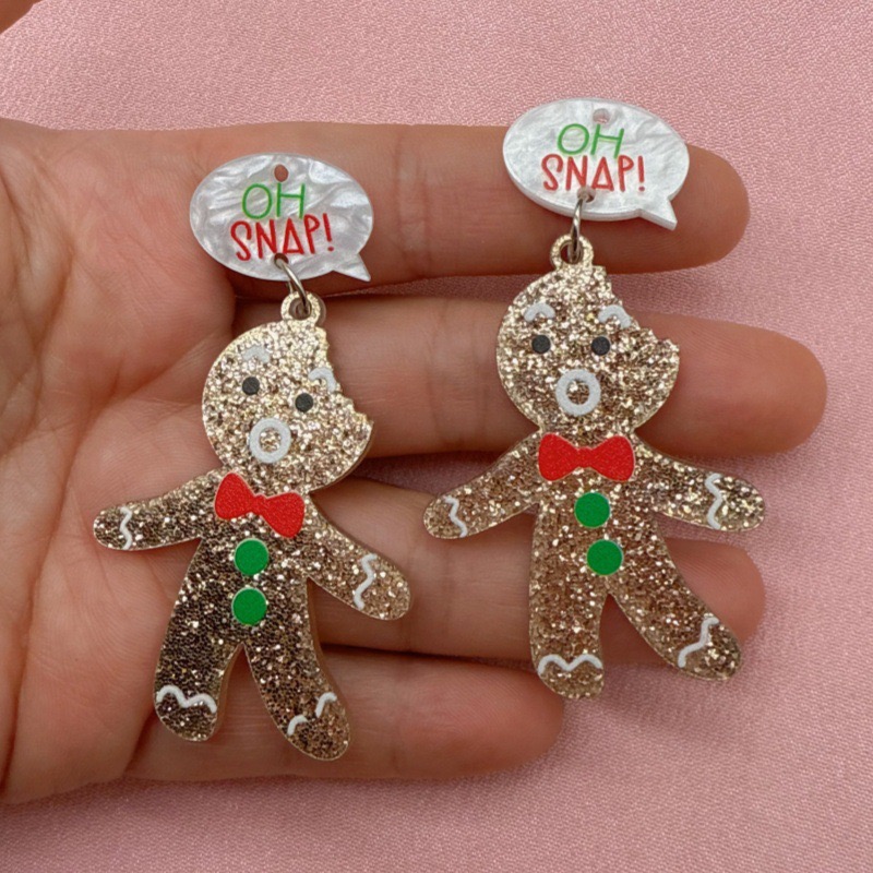 10個のかわいいクリスマスジンジャーブレッドマンペンダント、 - Men Accessories Earrings のレビューと価格