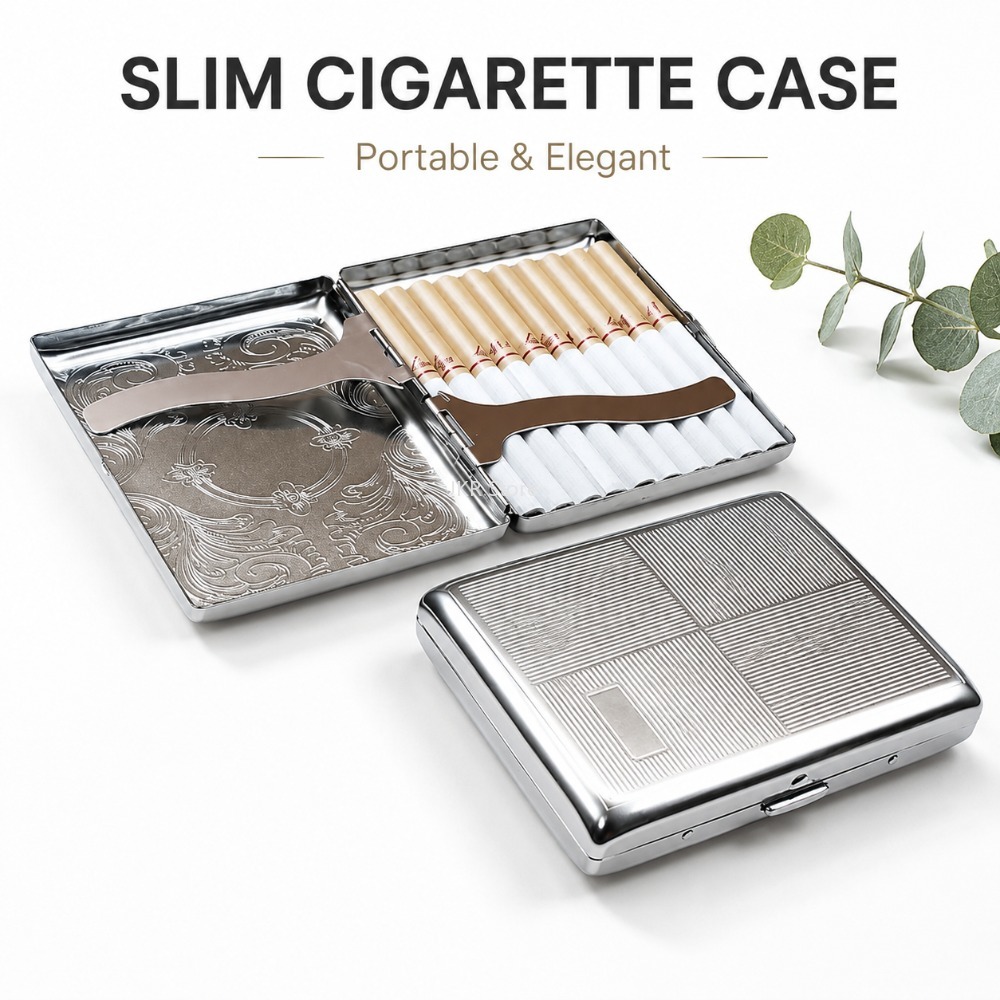 ステンレス製タバコケース エンボス加工 ポータブルメタルケー - Men'S Accessories Case のレビューと価格