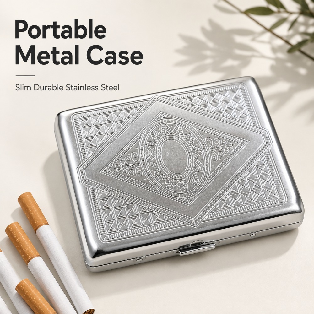 ステンレス製タバコケース エンボス加工 ポータブルメタルケー - Men'S Accessories Case のレビューと価格