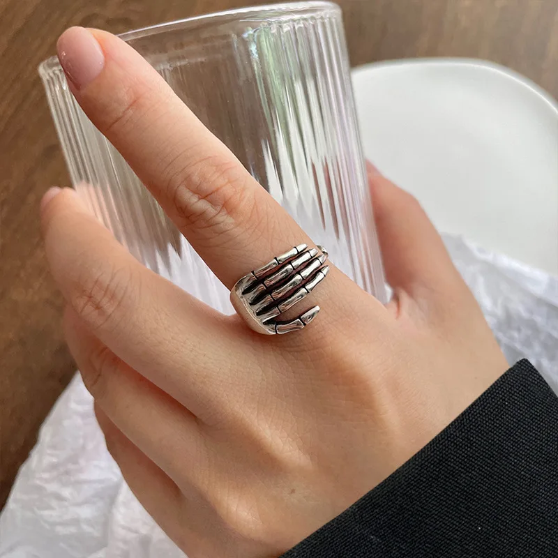 ヴィンテージスケルトン爪ハンドパームオープンリングジュエリー - Men'S Accessories Hand Bands のレビューと価格