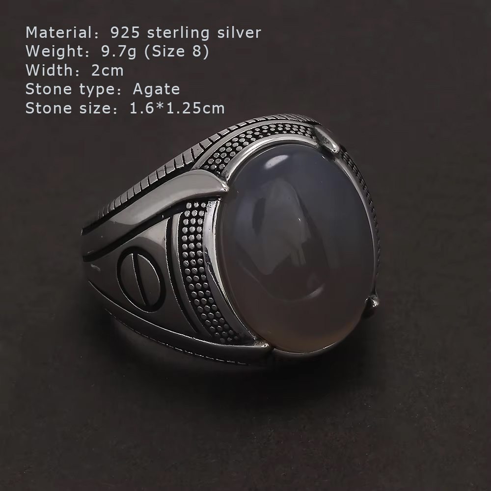 S925 スターリングシルバー瑪瑙シグネットリング男性のため - Signet Ring Men のレビューと価格