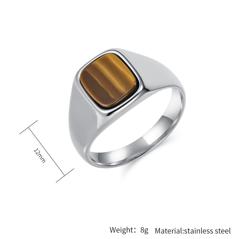 新しいファッションヴィンテージステンレススチールタイガーアイ - Signet Ring Men のレビューと価格