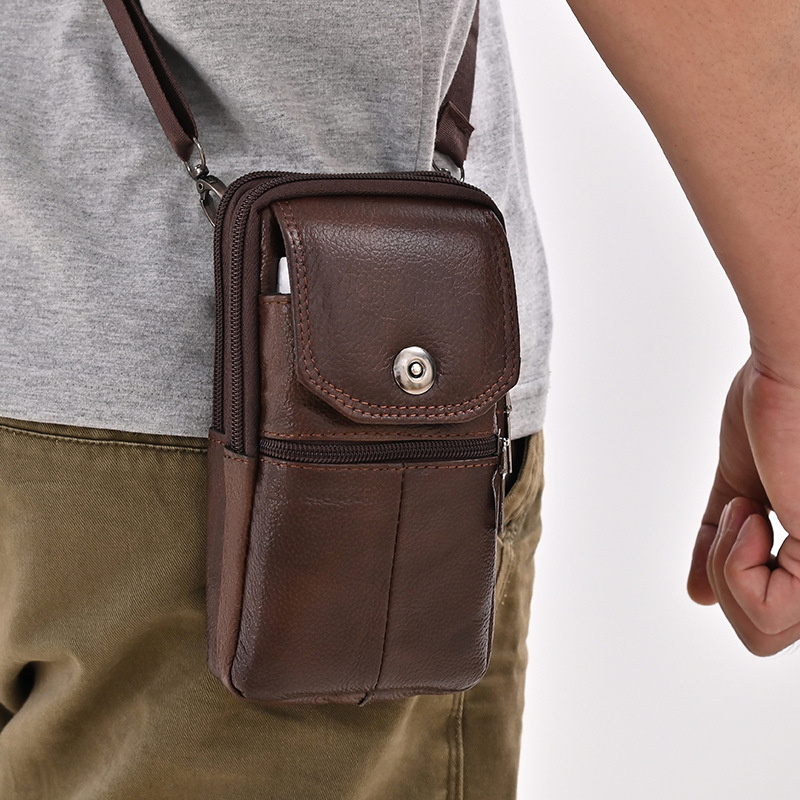 男性用牛革レザーメッセンジャーバッグ,携帯電話ポケット,小さ - Men'S Accessories Wallet のレビューと価格
