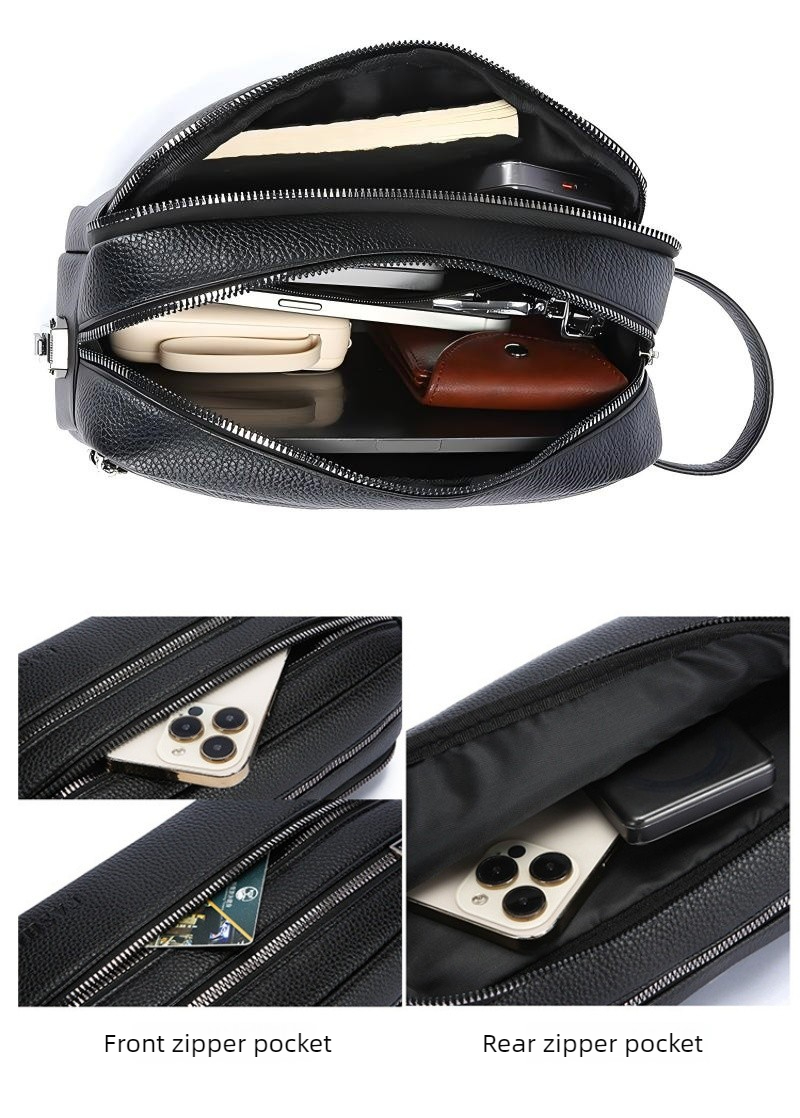ヴィンテージメンズハンドクラッチバッグ 多層ジッパーコンパー - Men Accessories For Hand のレビューと価格