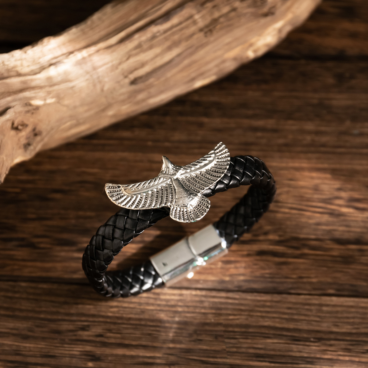 ファッションイーグルブレスレット男性用ブラックレザーハンドバ - Men'S Accessories Hand Bands のレビューと価格