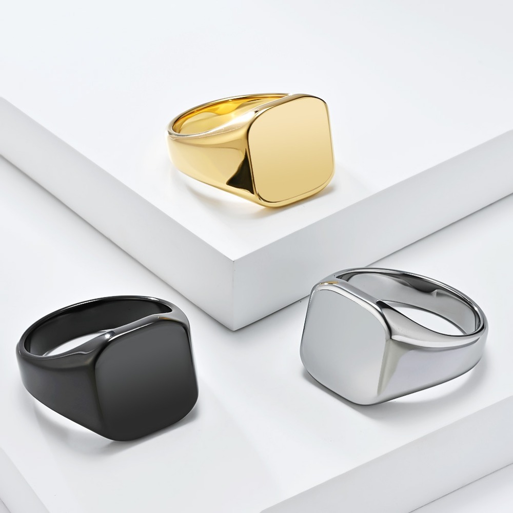 メンズ用タングステンカーバイドリング、滑らかな結婚指輪、婚約 - Signet Ring Men のレビューと価格
