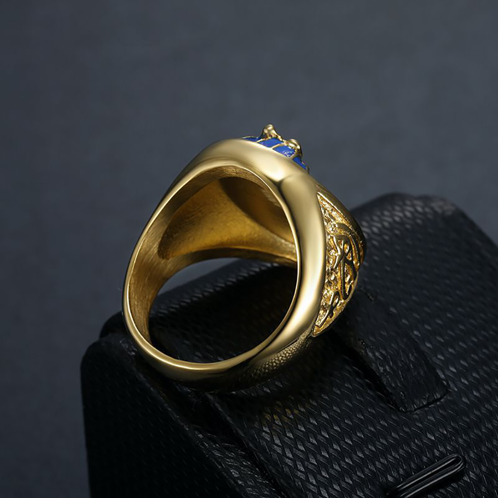 ヒップホップロックゴールドカラーエジプトファラオリング男性用 - Signet Ring Men のレビューと価格