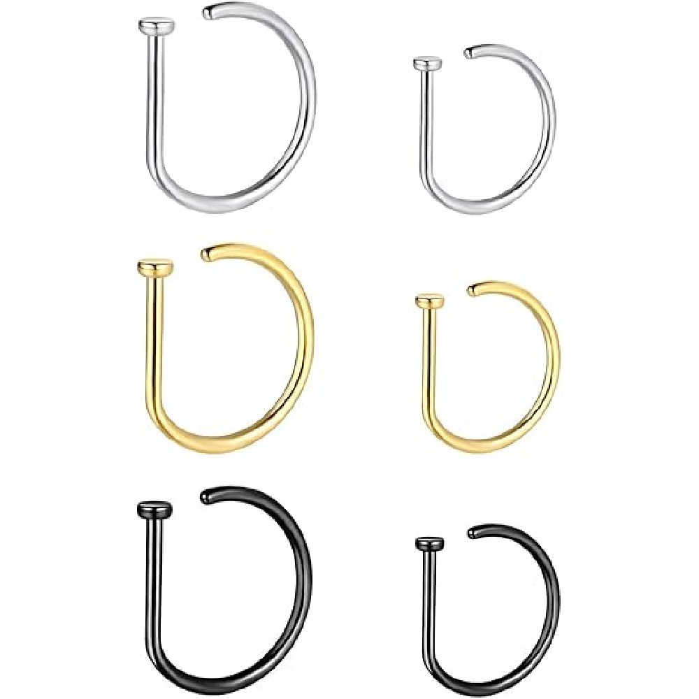 4個セット ノンピアス D型ノーズリング フェイクノーズカフ - Men Accessories Earrings のレビューと価格