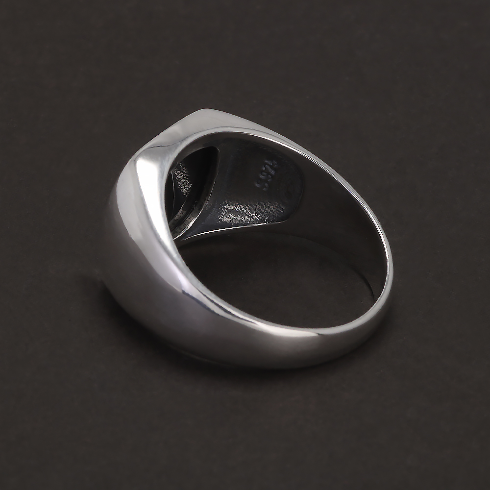 S925 スターリングシルバーブラックオニキスシグネットリン - Signet Ring Men のレビューと価格