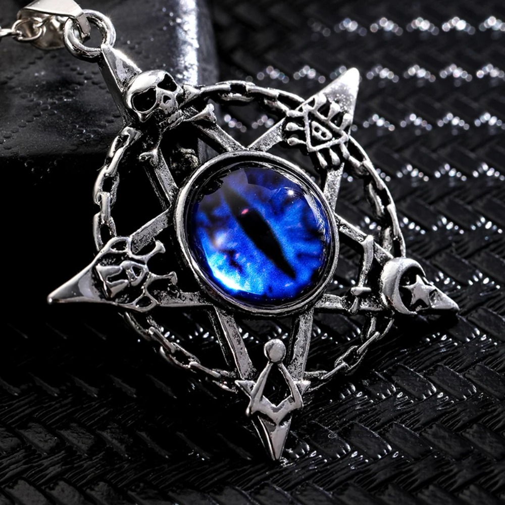 五芒星型のデビルズアイペンダントネックレス、男女兼用、レトロ - Men Accessories Pendant のレビューと価格