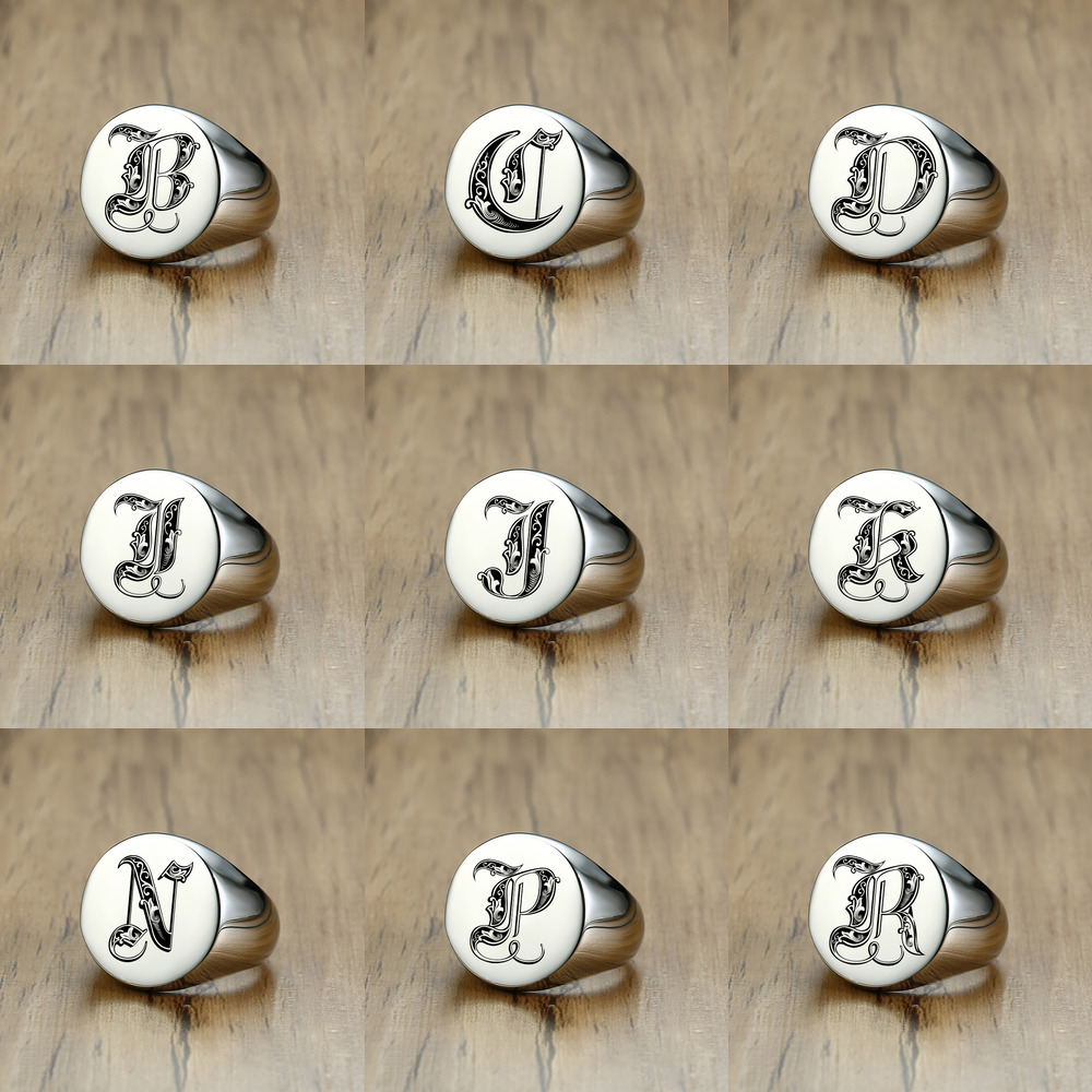 Vnox-男性用の小さなスタンプ付きのスタイリッシュなスタン - Signet Ring Men のレビューと価格